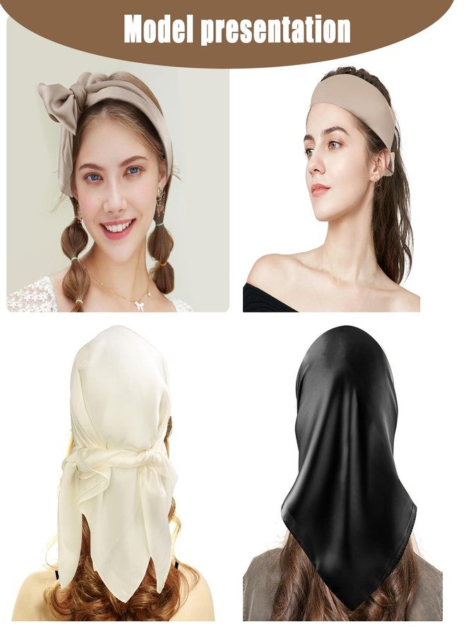 Dolcety Satin Scarf Silk Like Solid Color Head Scarf Square Satin Hair Scarf Bandanas for Wome 27.5"(Multi-color 7 Pack) - Image 2
